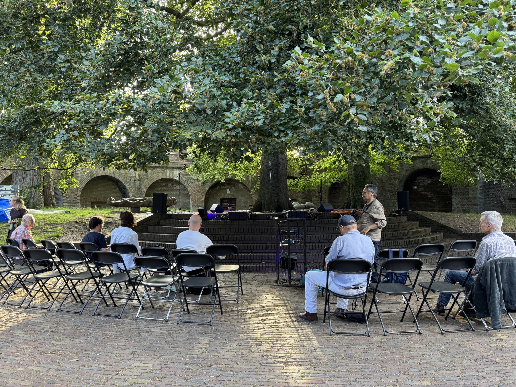 The PoëzieNacht stage at the Burcht in Leiden during the Van Rijn Festival